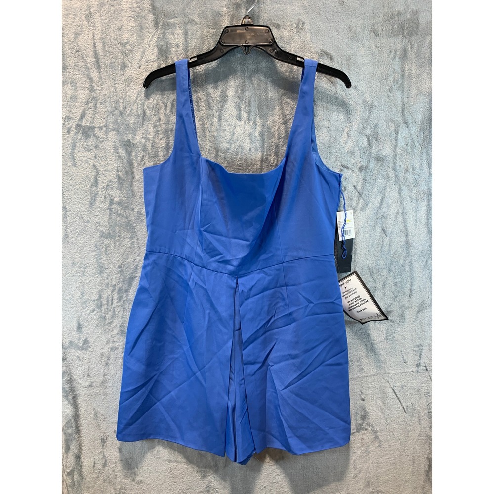 Adrianna Papell Women Cool Water Blue Crepe Overlay Romper Size 14 AP1E205785